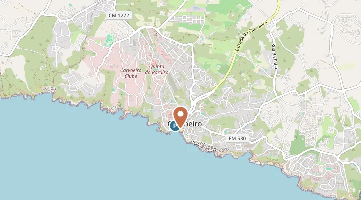 Map showing the location of Praia do Carvoeiro