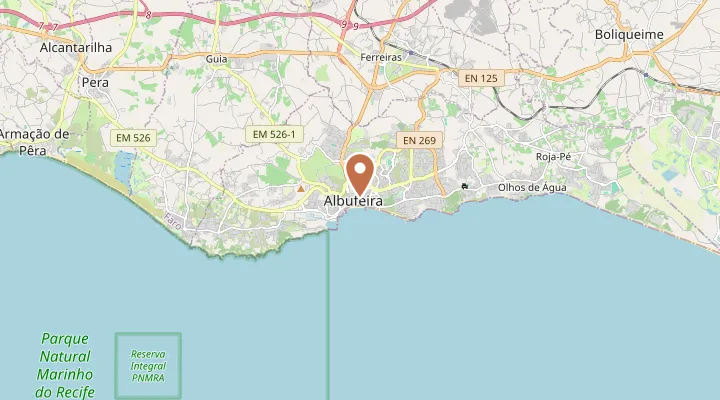 Map showing the location of Albufeira