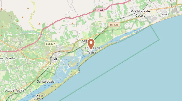 Map showing the location of Cabanas de Tavira
