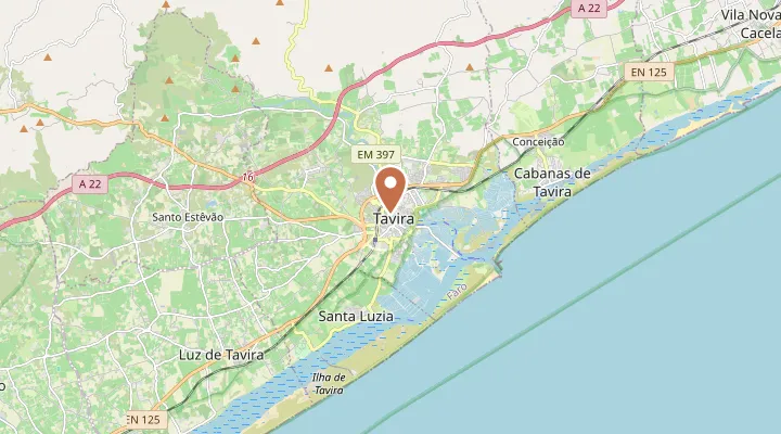Map showing the location of Tavira