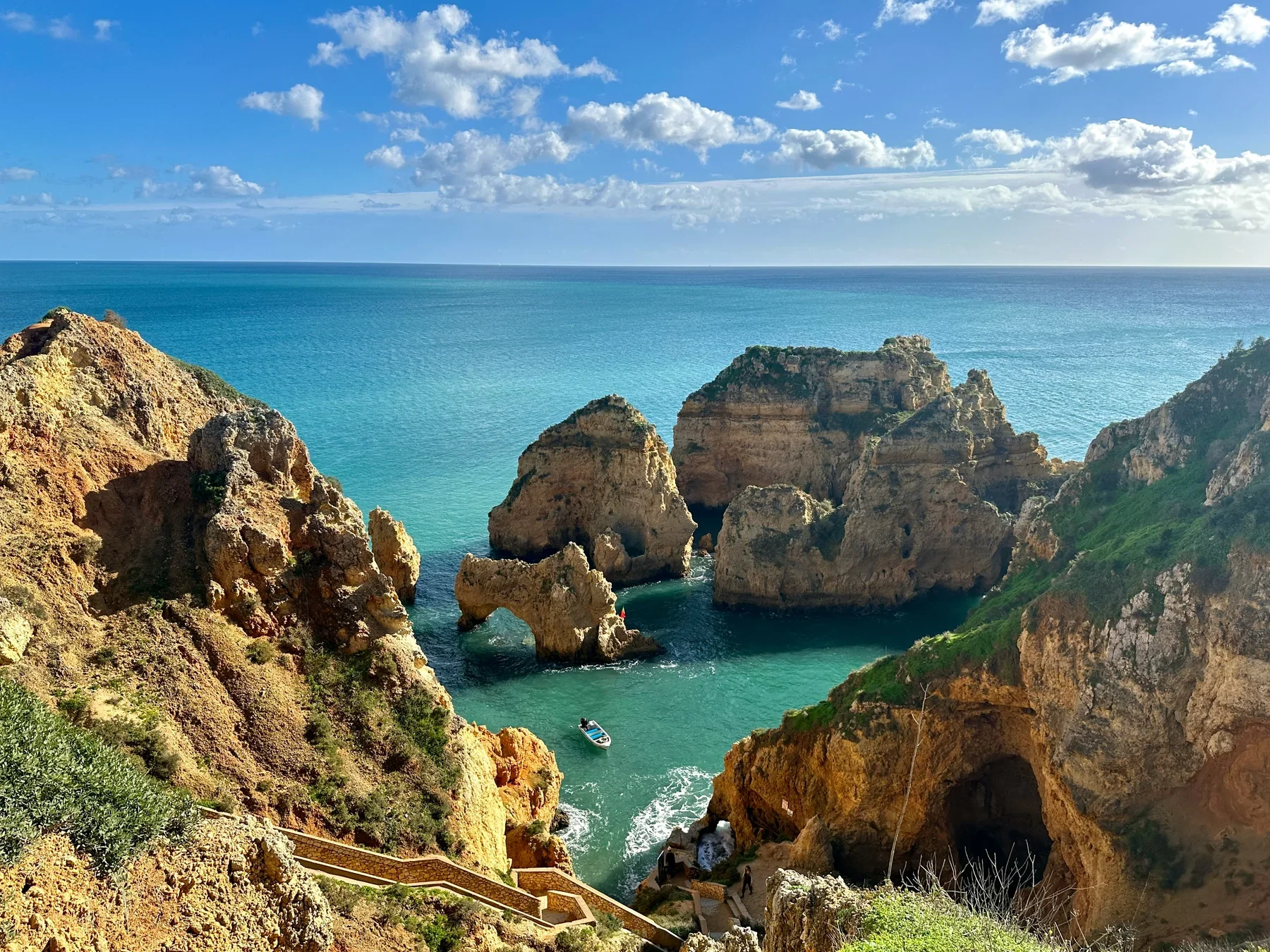 Ponta da Piedade sea arches scenic view with turquiose water